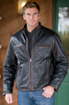 Men's Cuervo Retro Leather Motorcross Jacket