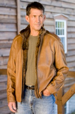 Men's Preston Leather Jacket with Rabbit Liner