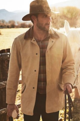 Country Gentleman Calfskin Leather Coat, PALOMINO/CHECK