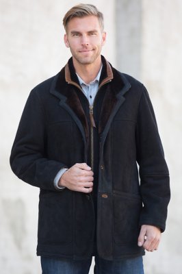 Overland Highlands Florentine Merino Shearling Sheepskin Coat, BLACK