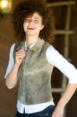 Women's Lace Stitched Leather Vest