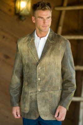 Men's Distressed Leather Blazer