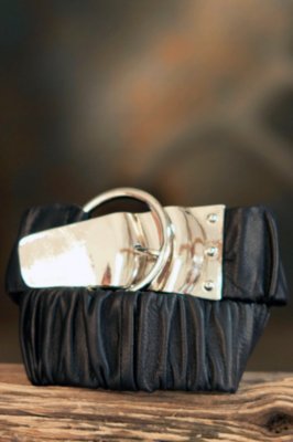 Women's Leather Stretch Belt with Silver Buckle
