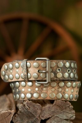 Women's Wide Leather Belt with Studded Detailing