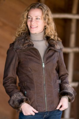 Women's Tara Leather Jacket with Fur Trim