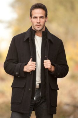 Men's Andrew Marc Wallace Wool-Blend Coat, BLACK, Size LARGE (40)