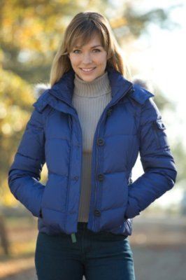 Women's Andrew Marc Mystic Down Vest Jacket with Coyote Fur Trim
