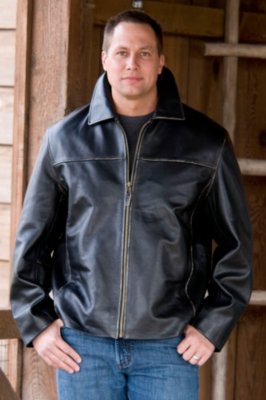 Men's Zip Front Distressed Cowhide Jacket