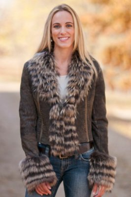 Women’s Zoe Shearling Sheepskin Jacket with Raccoon Fur Trim
