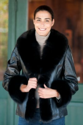 Women’s Arianna Leather Jacket with Fox Fur Trim