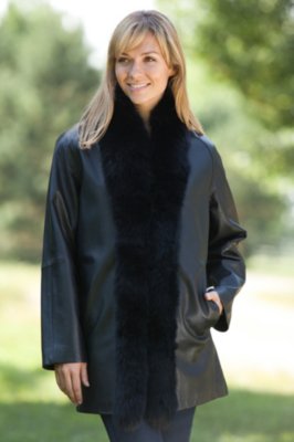 Women’s Johanna Leather Coat with Fox Fur Trim