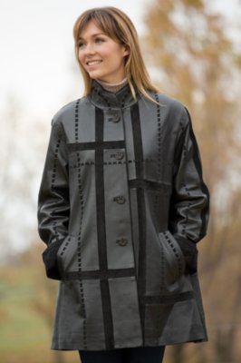 Women's Diana Lambskin Leather and Suede Coat