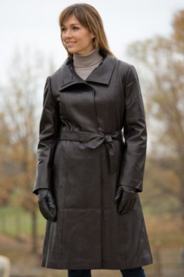 Women's Cameron Lambskin Leather Trench Coat 