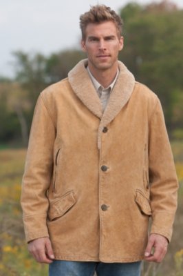 Men's Nevada Smith Leather Coat with Sheepskin Trim