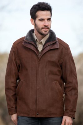 Men's Stuart Leather Jacket with Sheepskin Trim