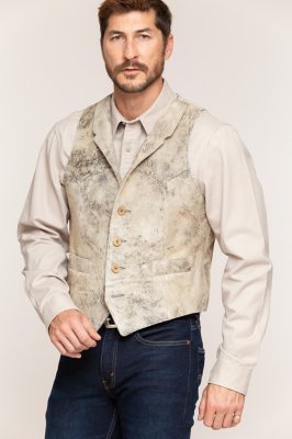 Shelton Lambskin Suede Leather Vest, JS COGNAC