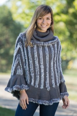 Women's Alexandra Rabbit Fur Poncho