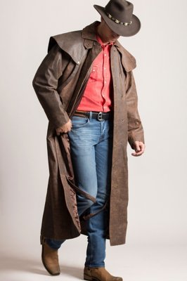 Men's Montgomery Lambskin Leather Duster with Cape