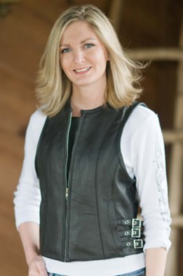 Women's Leather Front Zip Vest