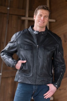 Men's Vented Leather Biker Jacket