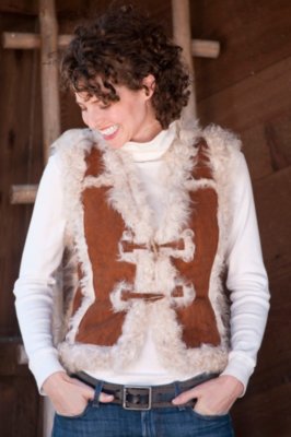 Women's Curly Lamb Vest with Toggles