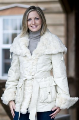 Women's Metallic Hooded Jacket with Rabbit Trim