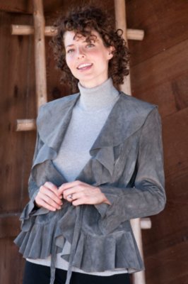 Women's Ruffled Suede Jacket