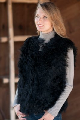 Women's Tibetan Lamb Fur Vest, BLACK, Size LARGE