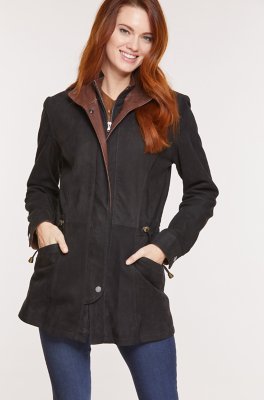 Women's Juniper Double-Collar Lambskin Leather Coat 