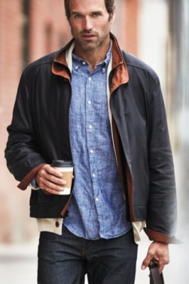 Men's Landon Lambskin Leather Bomber Jacket