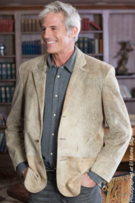 Men's Distressed Leather Blazer