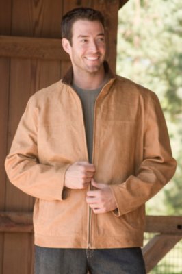 Men's Zip Front Leather Jacket