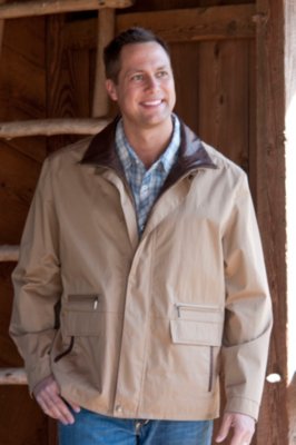 Men's Canvas Jacket with Leather Collar