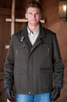Men’s Chino Twill Jacket with Leather Trim
