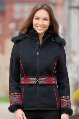Women's Vinje Wool-Blend Ski Jacket with Rabbit Fur Trim