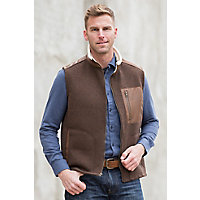 Canterbury Fleece Vest with Leather Trim, BROWN