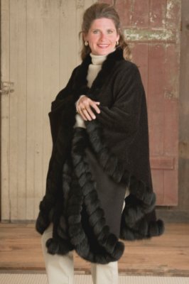 Women's Long Alpaca Cape with Foxlace