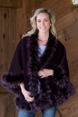 Women's Alpaca Cape with Silver Fox Trim