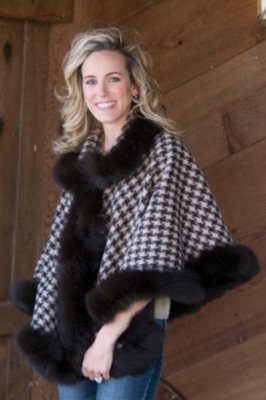 Women's Astor Wool & Mohair Cape with Fox Trim