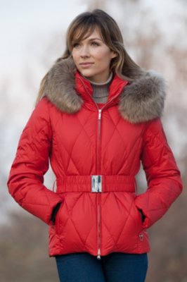 Women's M. Miller Kate Quilted Down Jacket with Raccoon Fur Trim