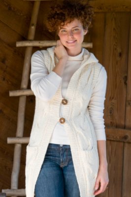 Women's Hooded Cable-Knit Vest