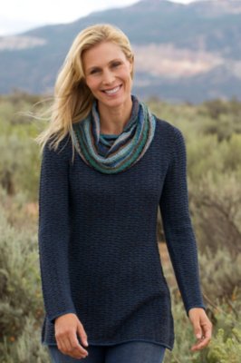 Women's Mix Knit Cowl Neck Sweater