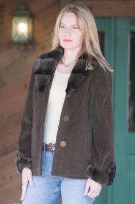Women's Cashmere Blend Jacket with Rex Collar & Cuffs
