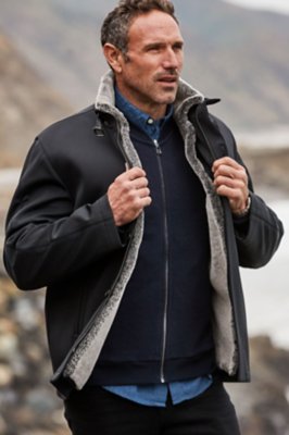 Men's Stuart Microfiber Coat with Sheepskin Lining