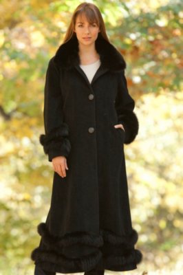 Women's Harlow Cashmere-Blend Coat with Fox Fur Trim