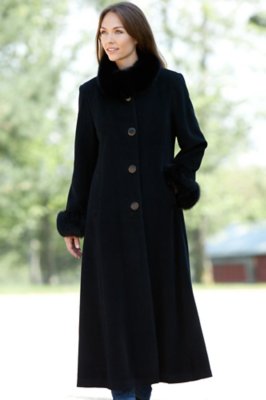 Women's Lydia Cashmere Coat with Fox Fur Trim