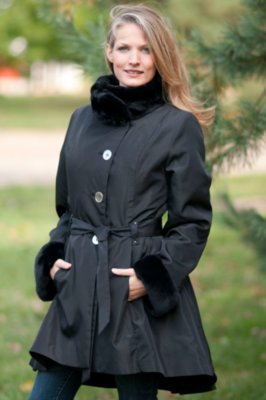Women’s Blair Microfiber Coat with Rabbit Fur Lining