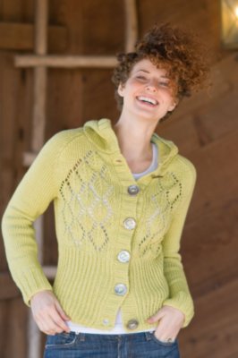 Women's Pointelle Argyle Cotton Hoodie
