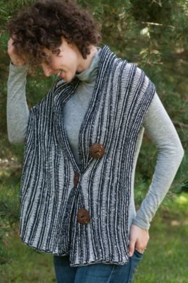 Women's Banff Handknit Ribbed Cotton Button Wrap