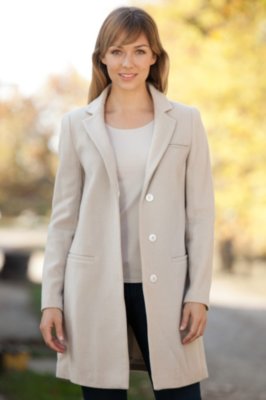 Women's Carmine Cashmere Coat with Fox Fur Trim